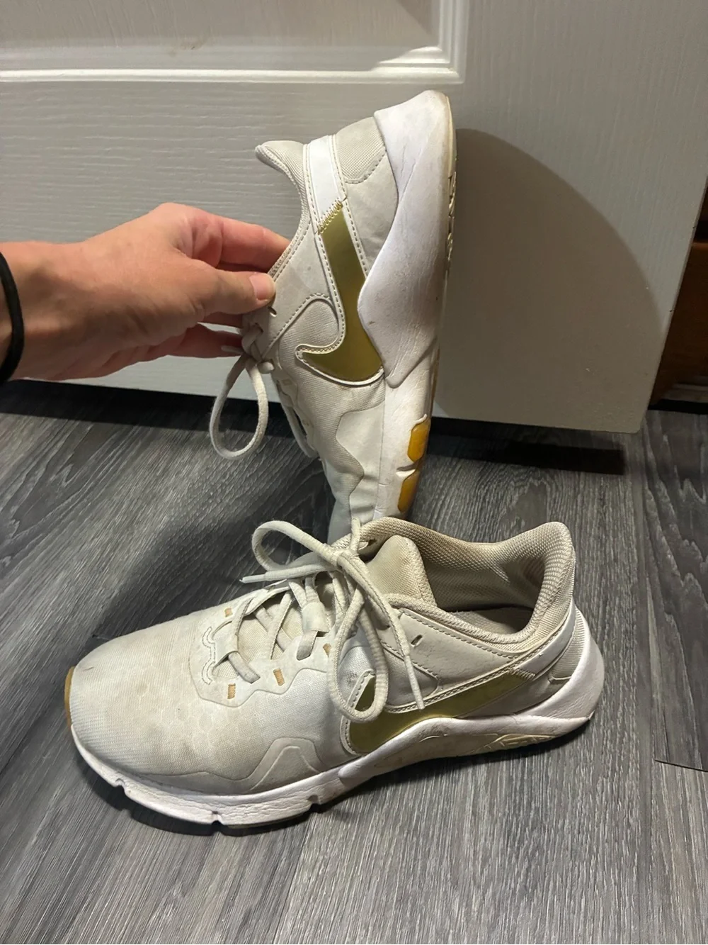 Nike Off-White Athletic Sneakers with Yellow Highlights